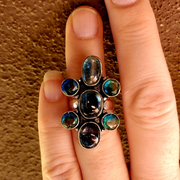 New Kyanite & Bi-Color Tourmaline 925 Silver Ring. - Picture 7 of 11